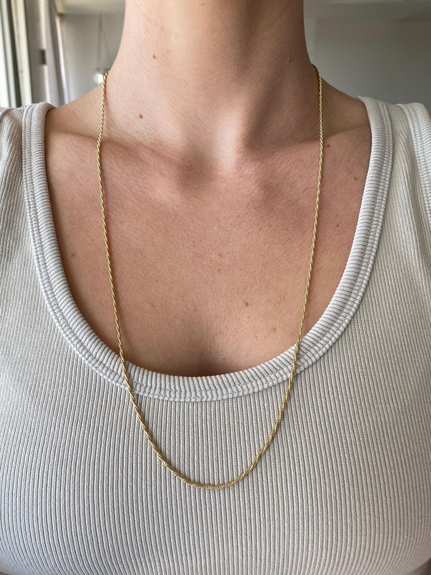 Vintage Solid 14k Yellow Gold Twist Chain Necklace - 27 inches