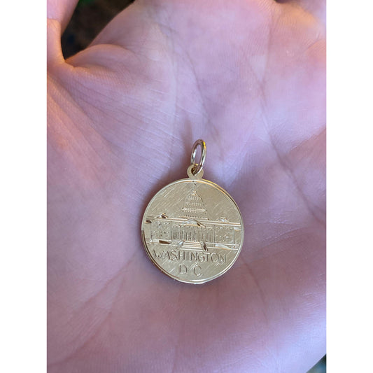 Vintage Solid 14k Yellow Gold Washington DC Charm