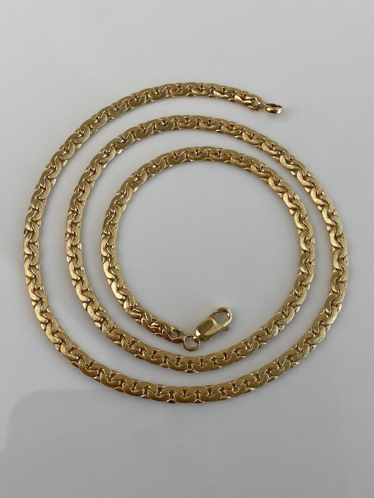 Vintage Solid 14k Yellow Gold C Link Flat Chain Necklace - 18.25 inches