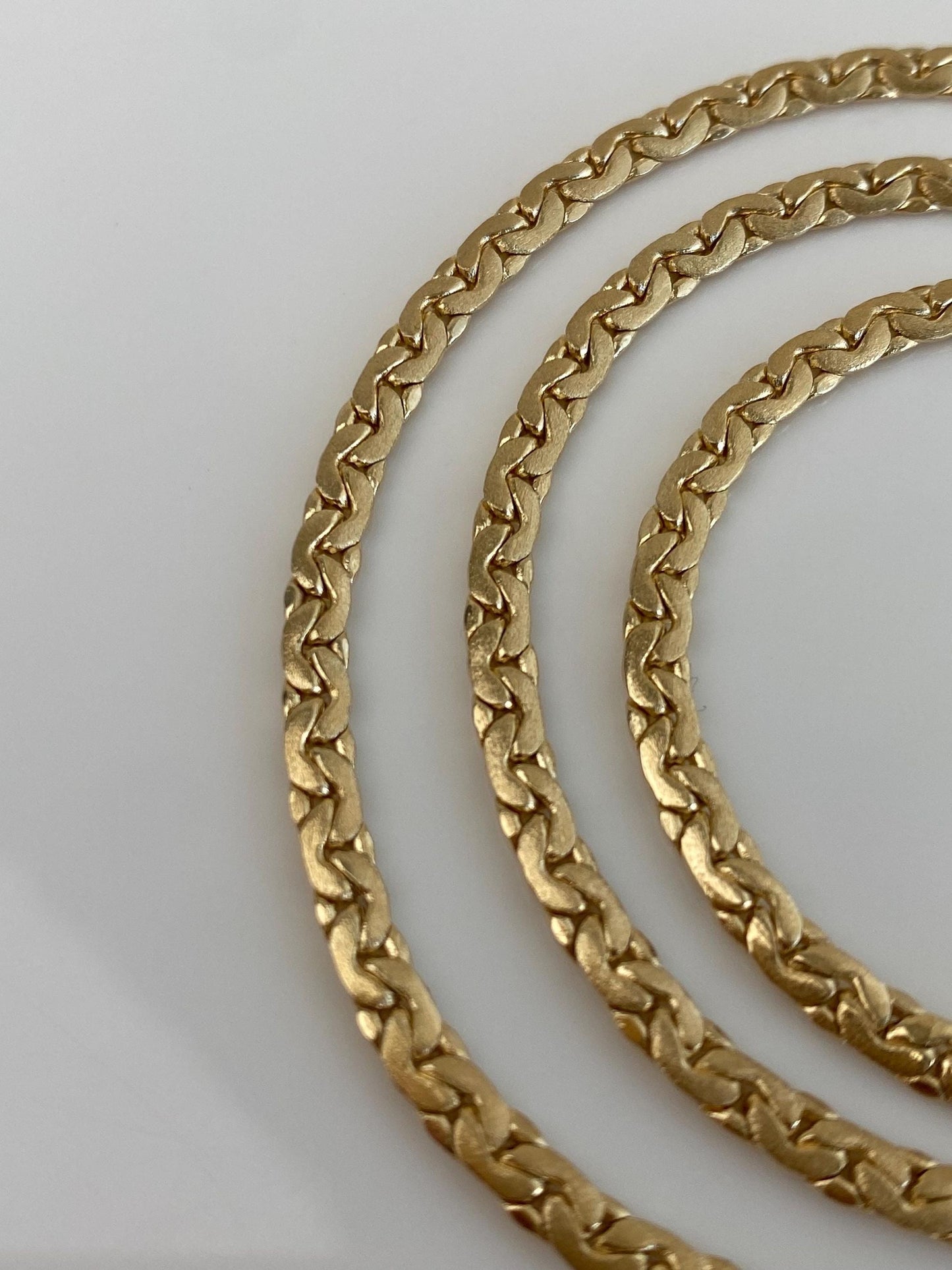 Vintage Solid 14k Yellow Gold C Link Flat Chain Necklace - 18.25 inches