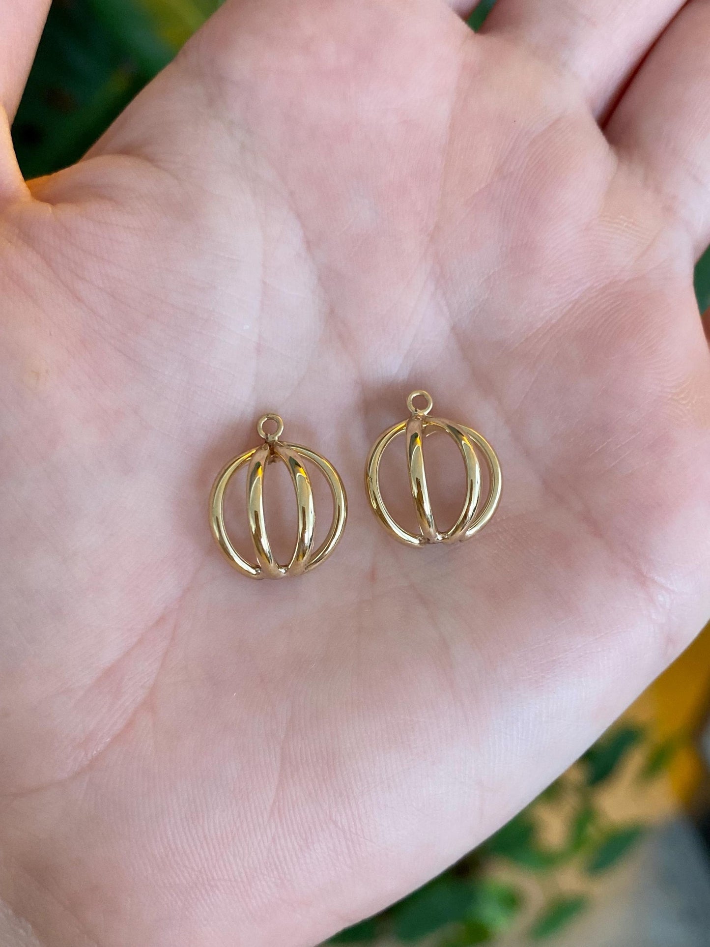 Vintage 14k Yellow Gold Open Sphere Earring Jackets