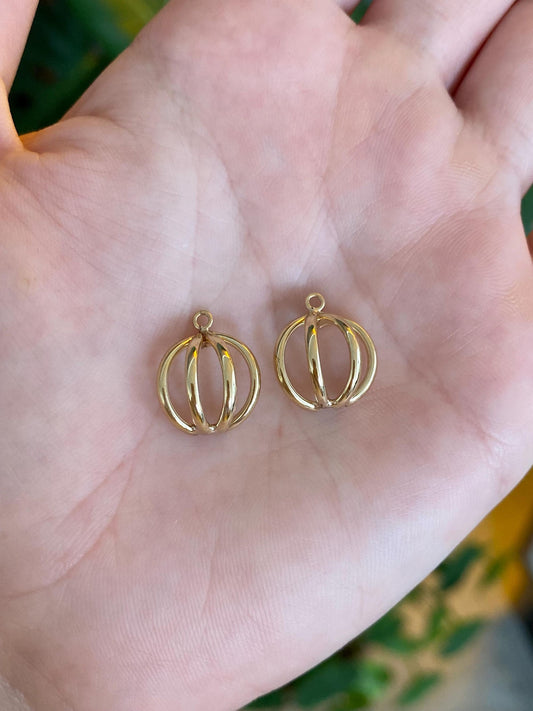 Vintage 14k Yellow Gold Open Sphere Earring Jackets