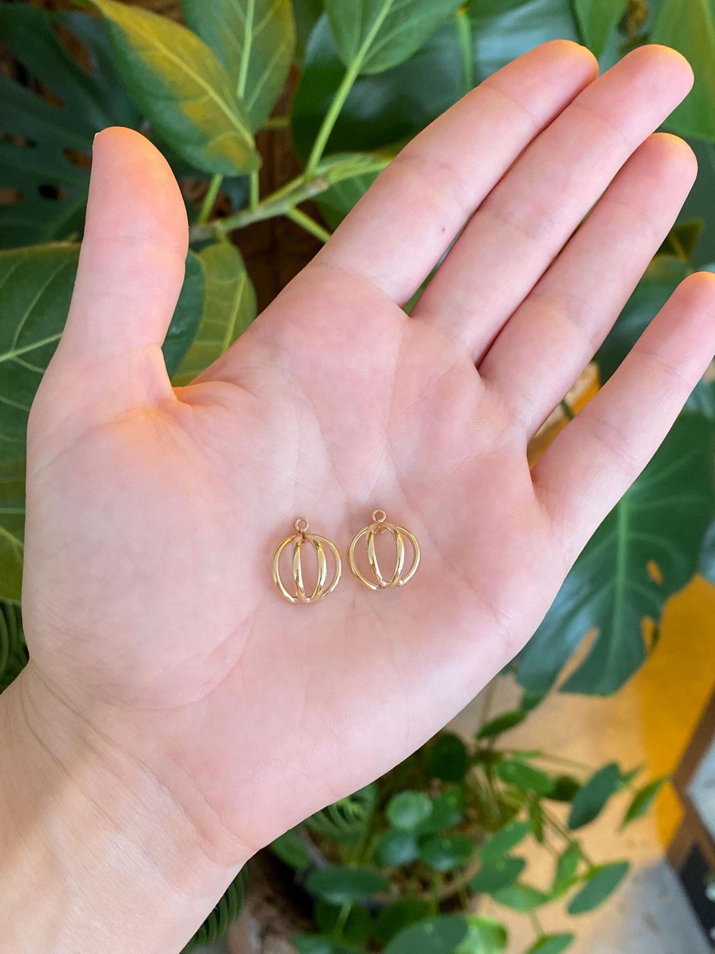 Vintage 14k Yellow Gold Open Sphere Earring Jackets
