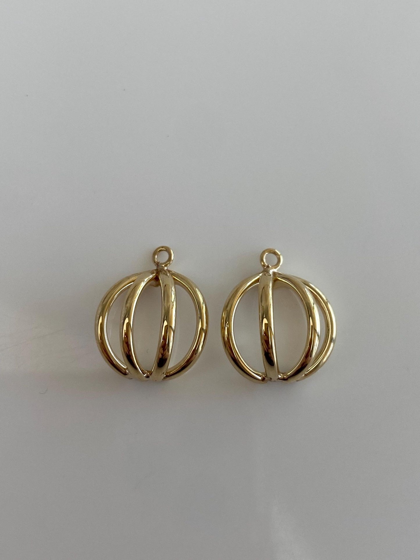 Vintage 14k Yellow Gold Open Sphere Earring Jackets