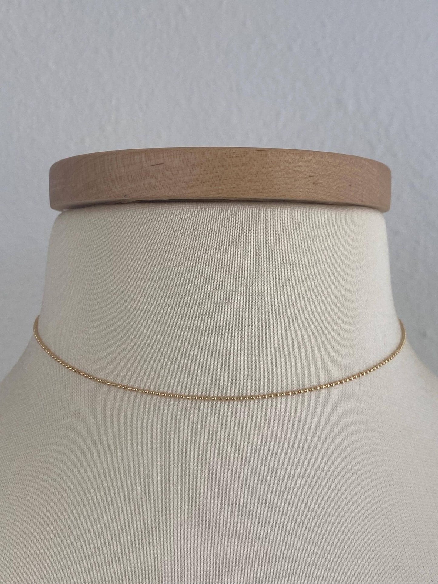 Vintage Solid 14k Yellow Gold Bead Chain Necklace - 14.75 inches