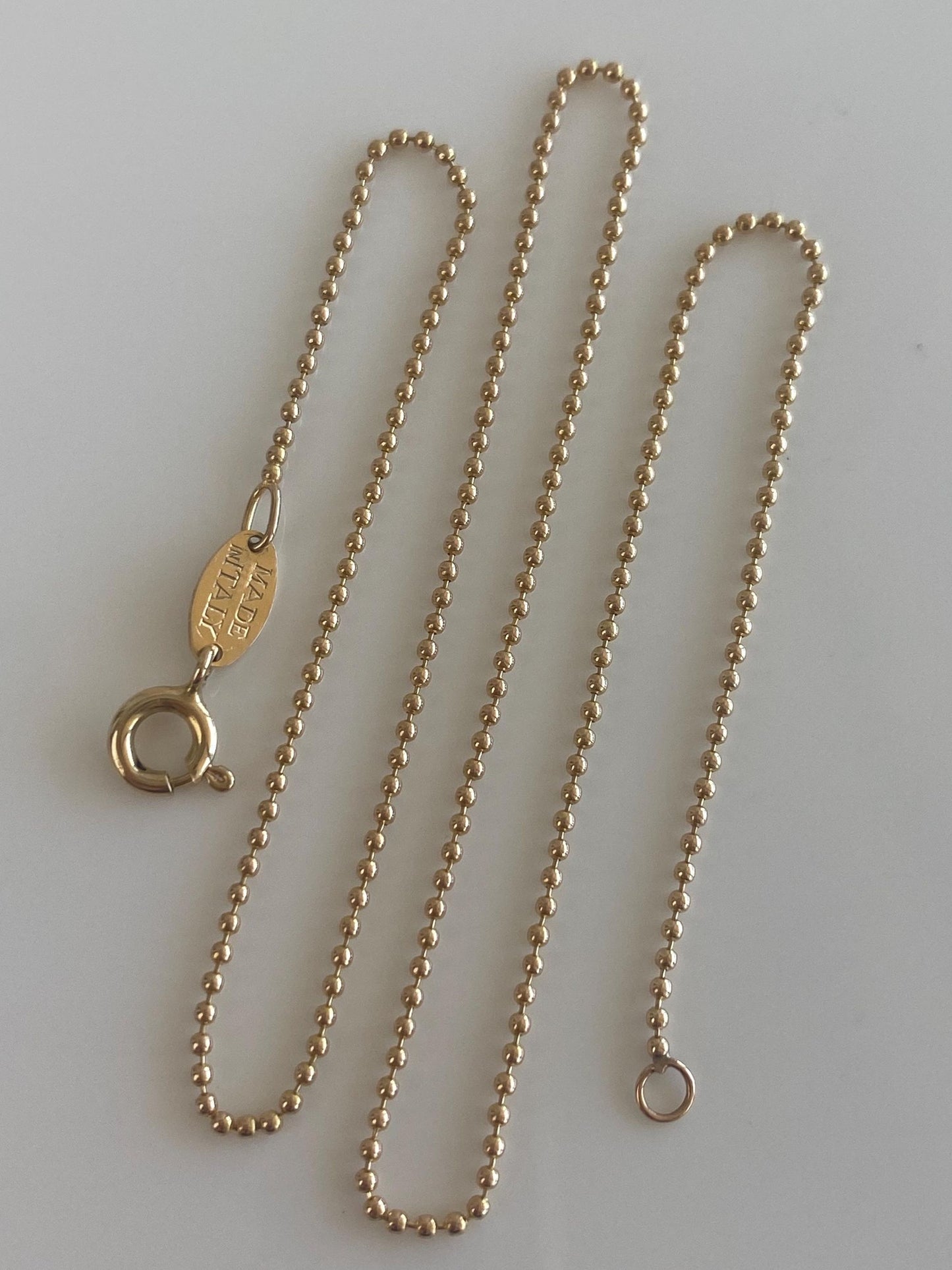 Vintage Solid 14k Yellow Gold Bead Chain Necklace - 14.75 inches