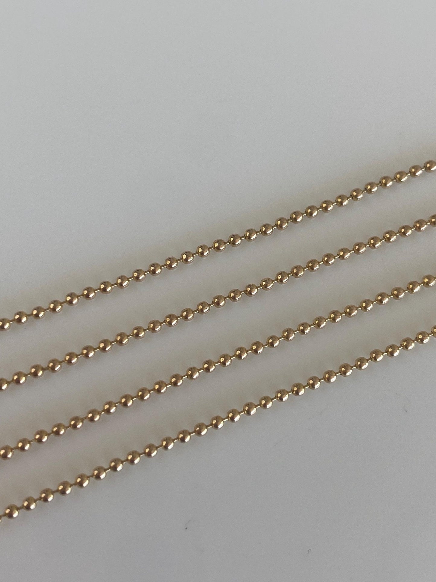 Vintage Solid 14k Yellow Gold Bead Chain Necklace - 14.75 inches