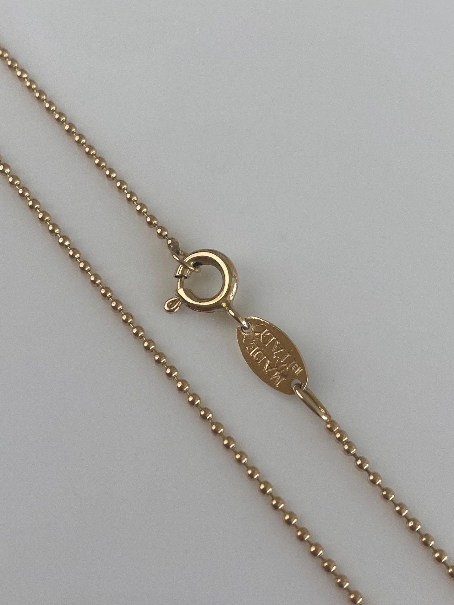 Vintage Solid 14k Yellow Gold Bead Chain Necklace - 14.75 inches
