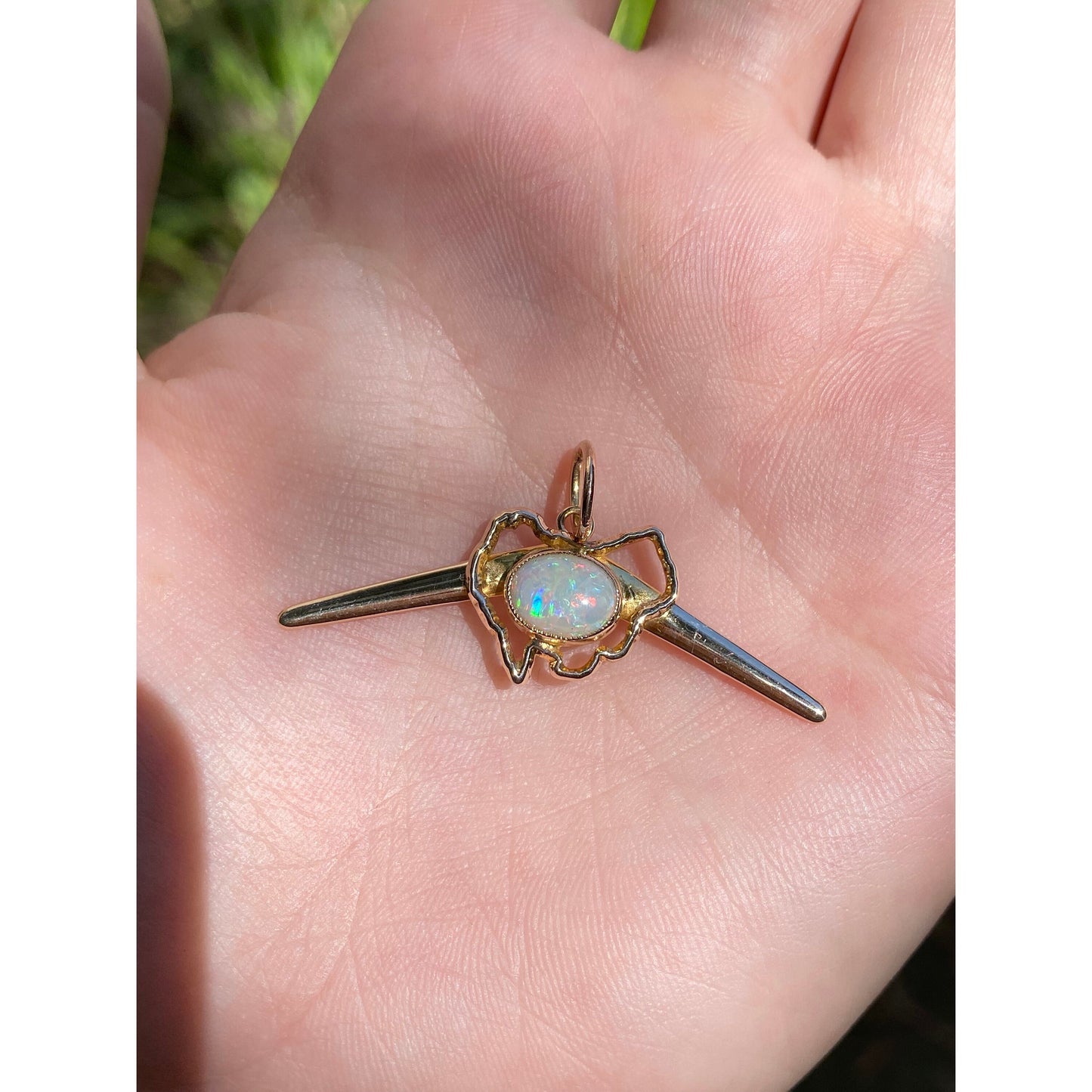 Vintage Solid 9k Yellow Gold Opal Boomerang Australia Charm