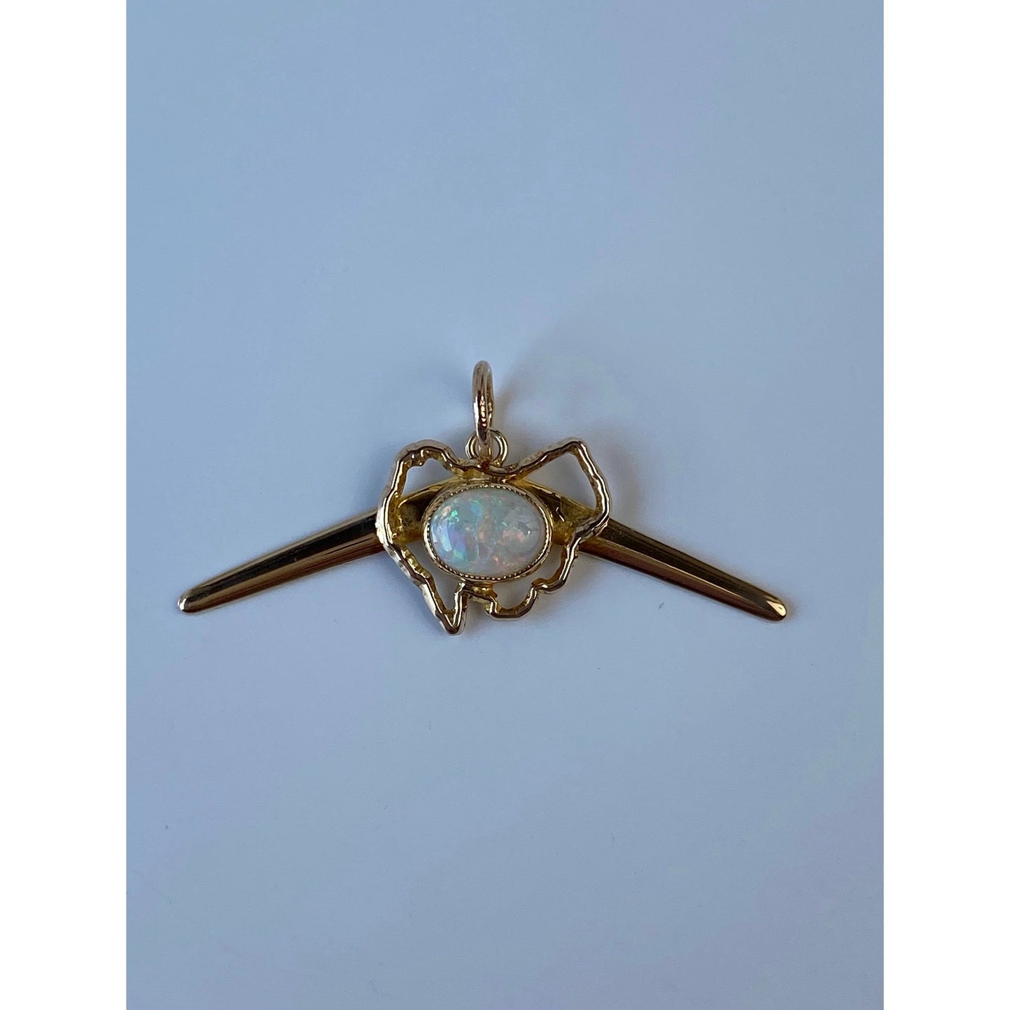 Vintage Solid 9k Yellow Gold Opal Boomerang Australia Charm