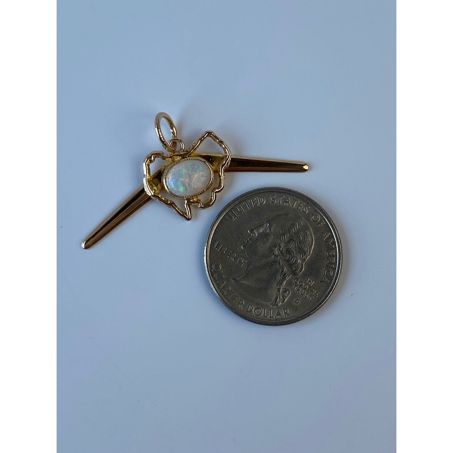 Vintage Solid 9k Yellow Gold Opal Boomerang Australia Charm