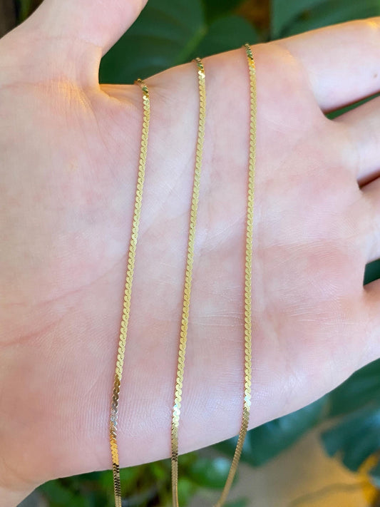 Vintage Solid 14k Yellow Gold Long Serpentine Chain Necklace - 30 inches