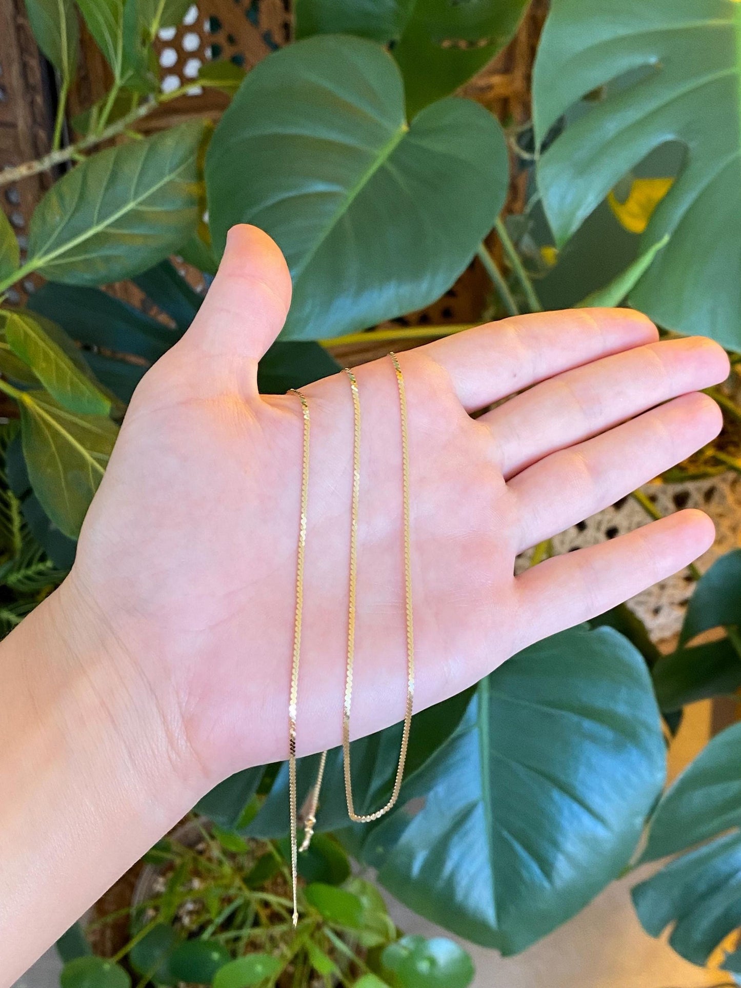 Vintage Solid 14k Yellow Gold Long Serpentine Chain Necklace - 30 inches