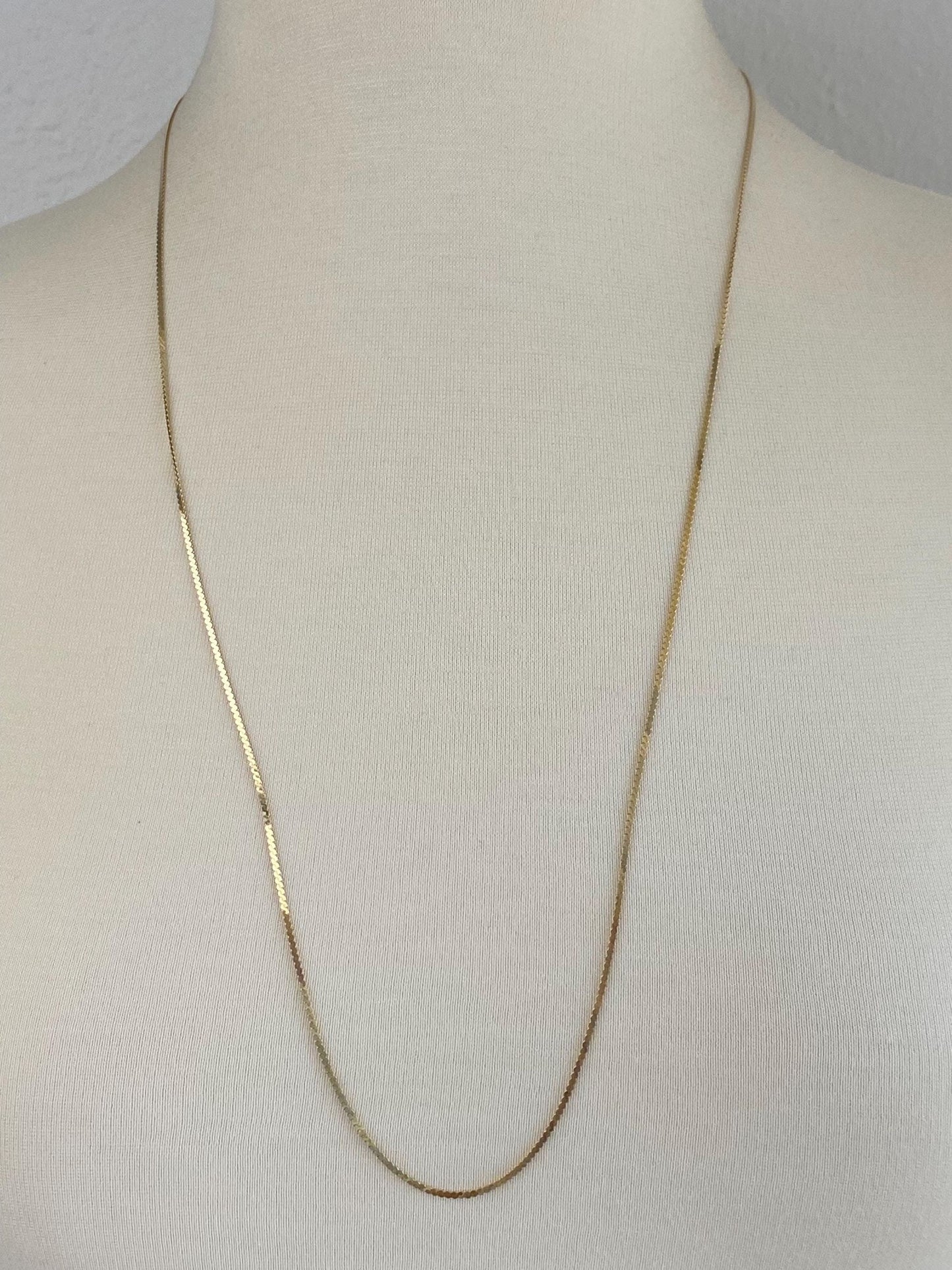 Vintage Solid 14k Yellow Gold Long Serpentine Chain Necklace - 30 inches