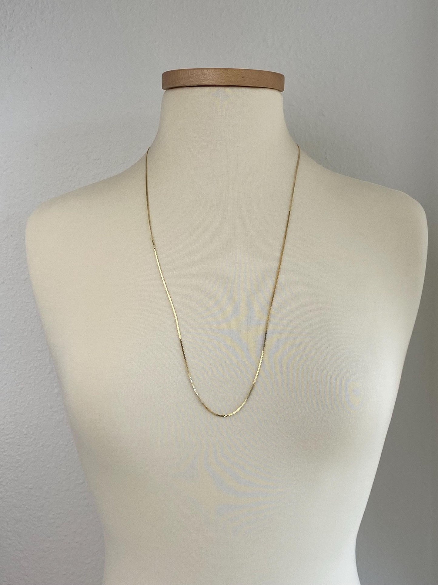 Vintage Solid 14k Yellow Gold Long Serpentine Chain Necklace - 30 inches