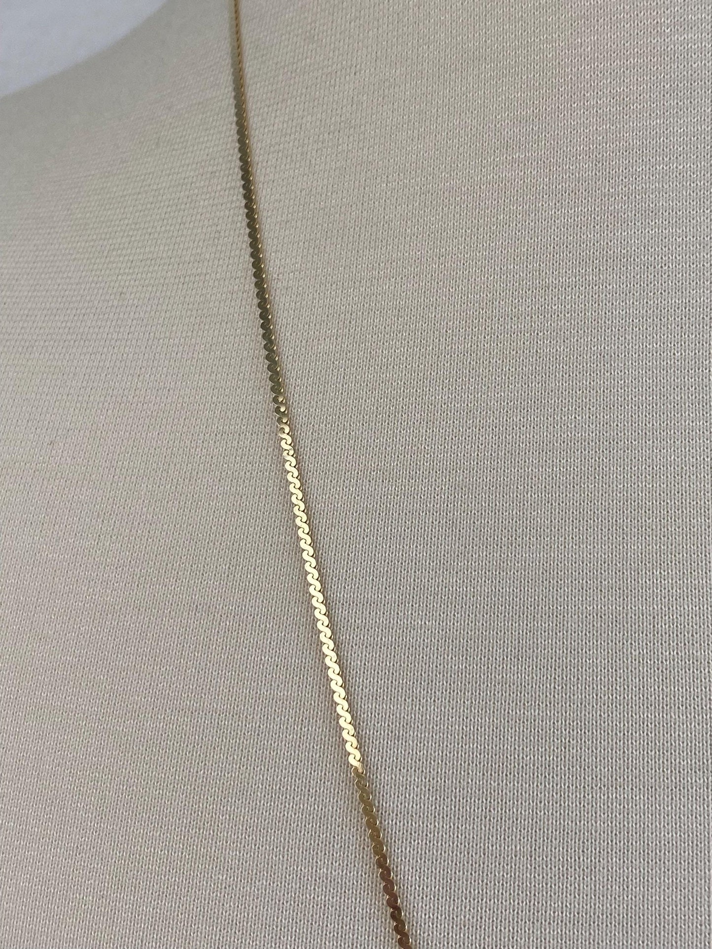Vintage Solid 14k Yellow Gold Long Serpentine Chain Necklace - 30 inches