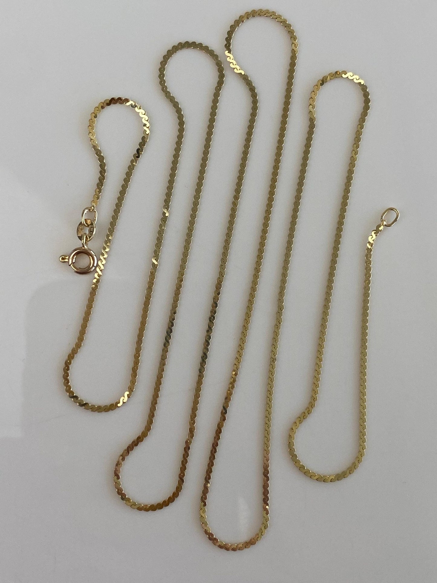 Vintage Solid 14k Yellow Gold Long Serpentine Chain Necklace - 30 inches