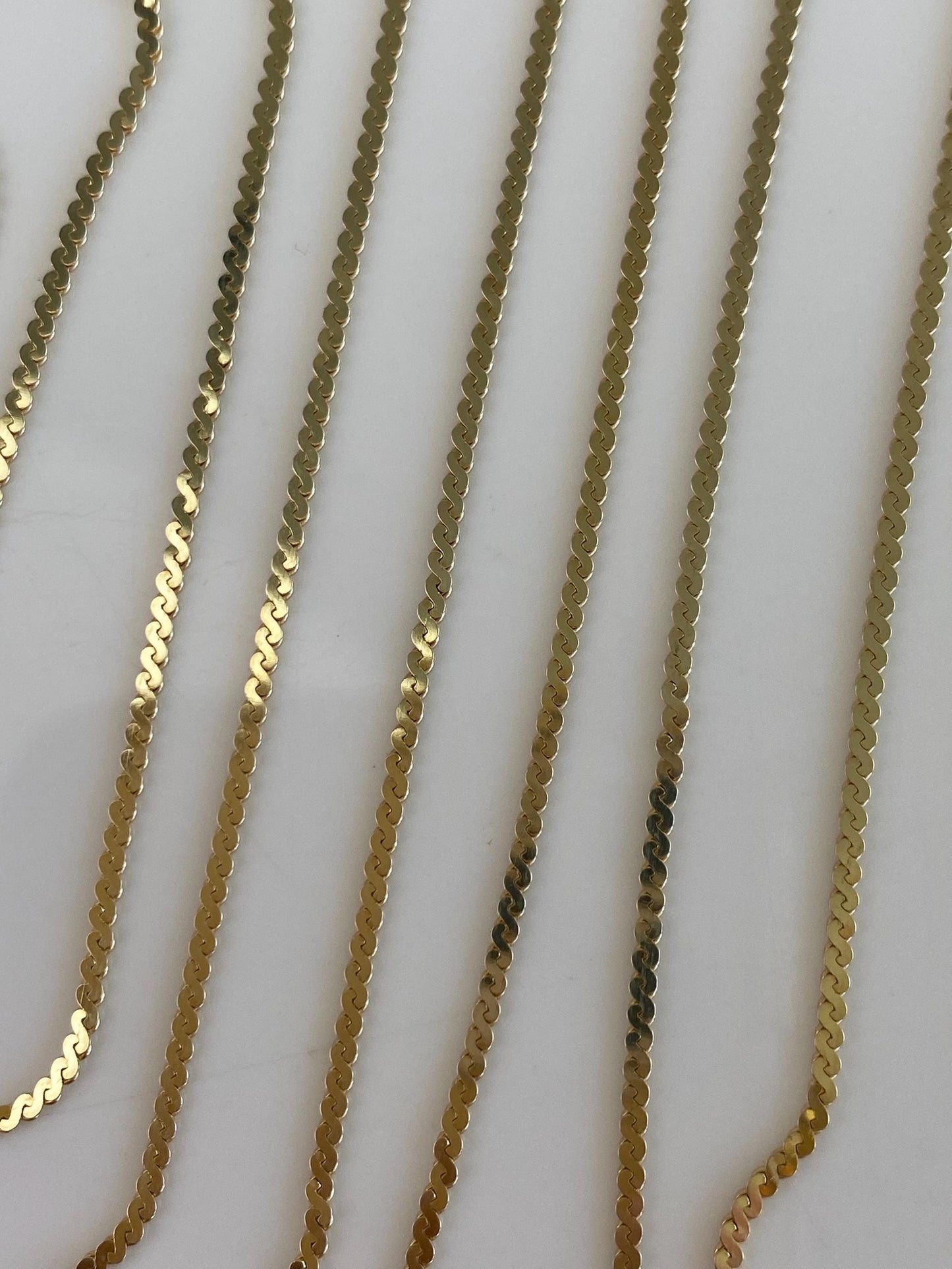 Vintage Solid 14k Yellow Gold Long Serpentine Chain Necklace - 30 inches