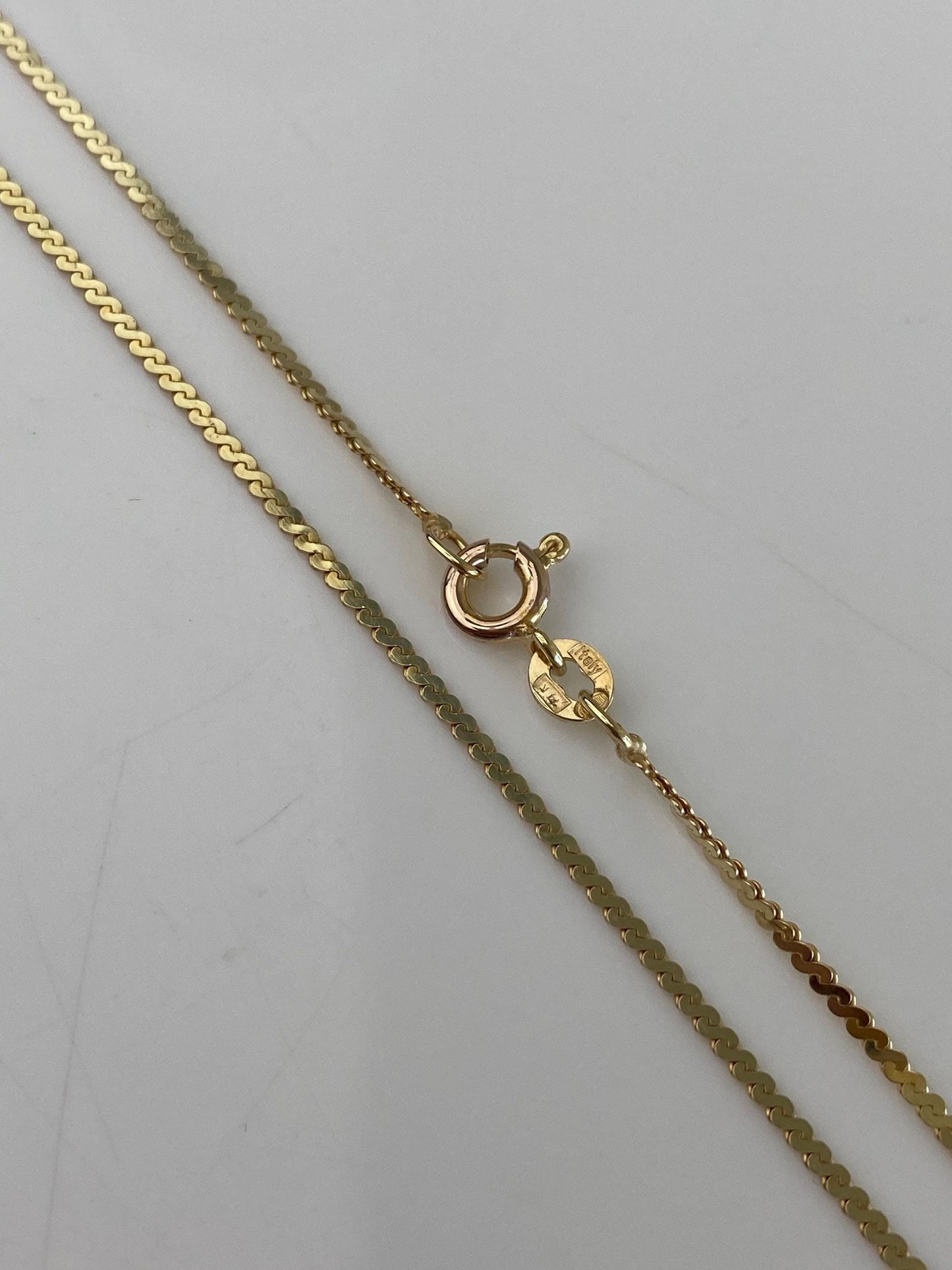 Vintage Solid 14k Yellow Gold Long Serpentine Chain Necklace - 30 inches