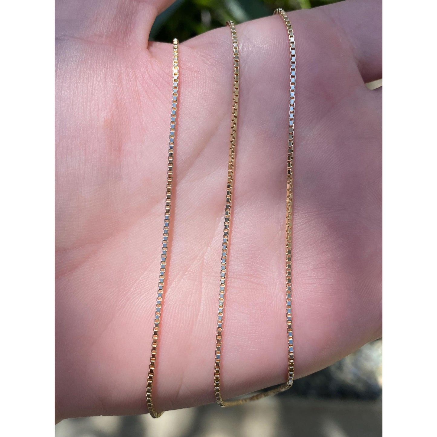 Vintage Solid 14k Yellow Gold Box Chain Necklace - 24.25 inches