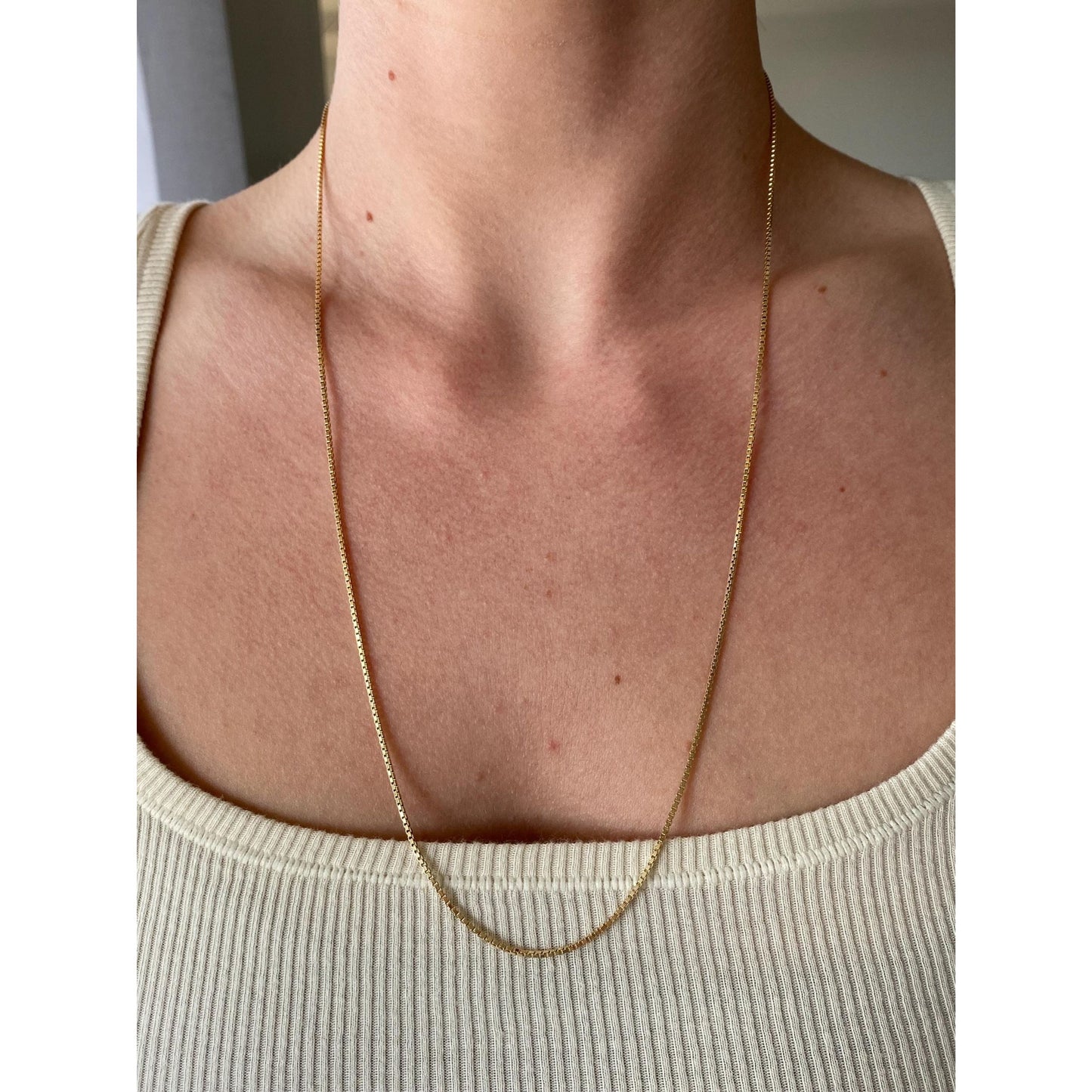 Vintage Solid 14k Yellow Gold Box Chain Necklace - 24.25 inches