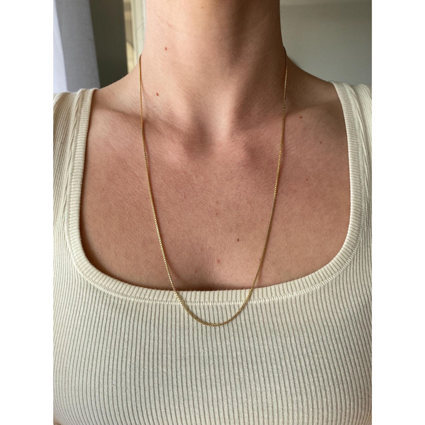 Vintage Solid 14k Yellow Gold Box Chain Necklace - 24.25 inches