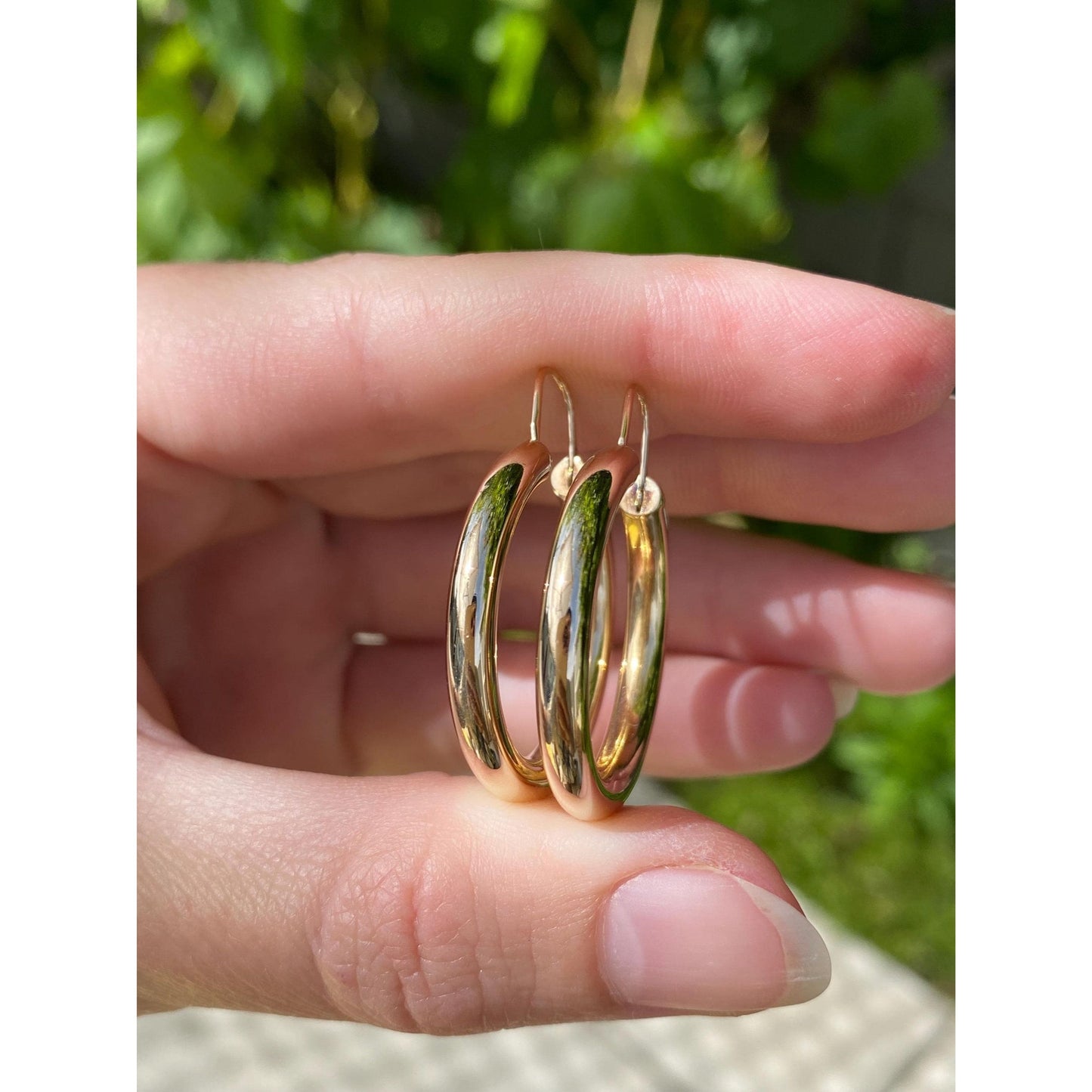 Vintage 14k Yellow Gold Chunky Hoop Earrings