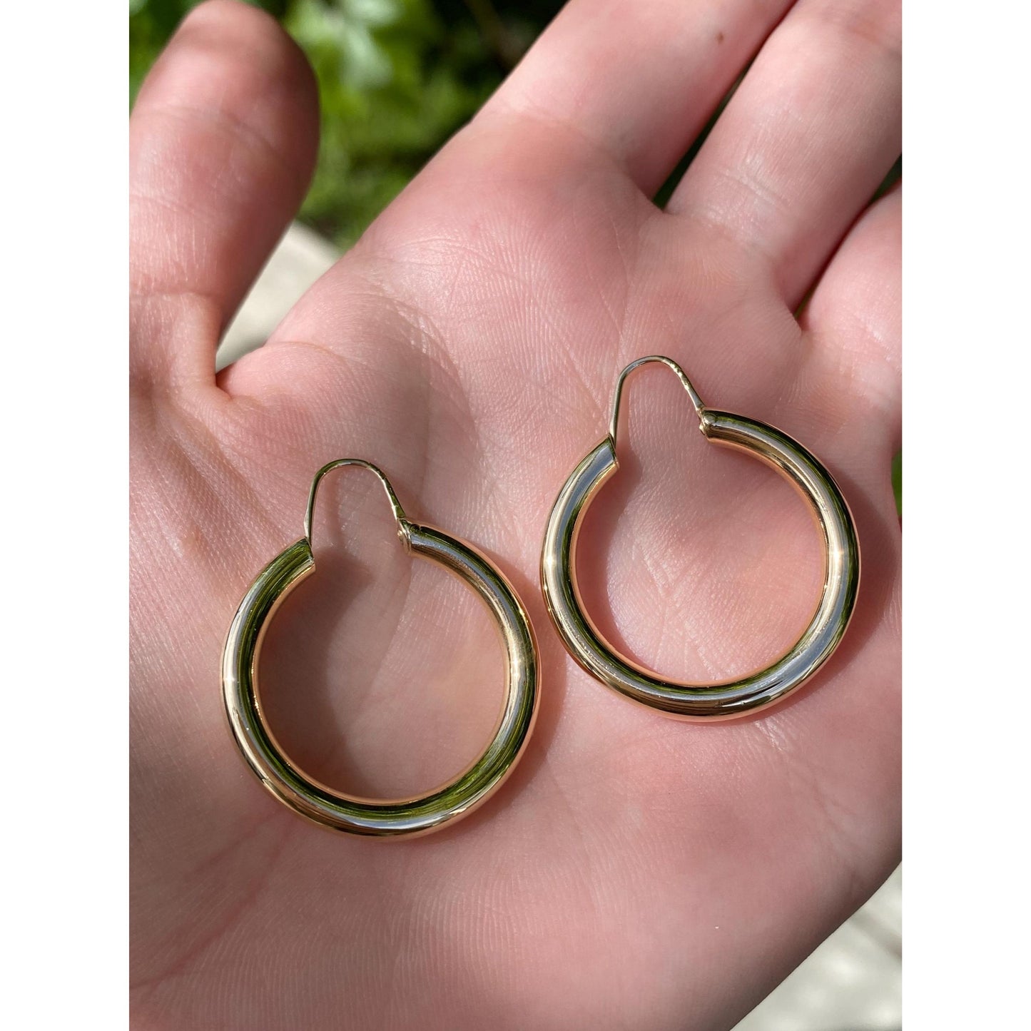 Vintage 14k Yellow Gold Chunky Hoop Earrings