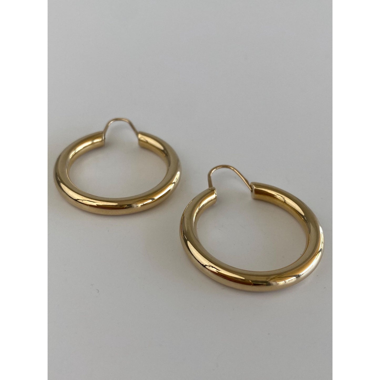 Vintage 14k Yellow Gold Chunky Hoop Earrings