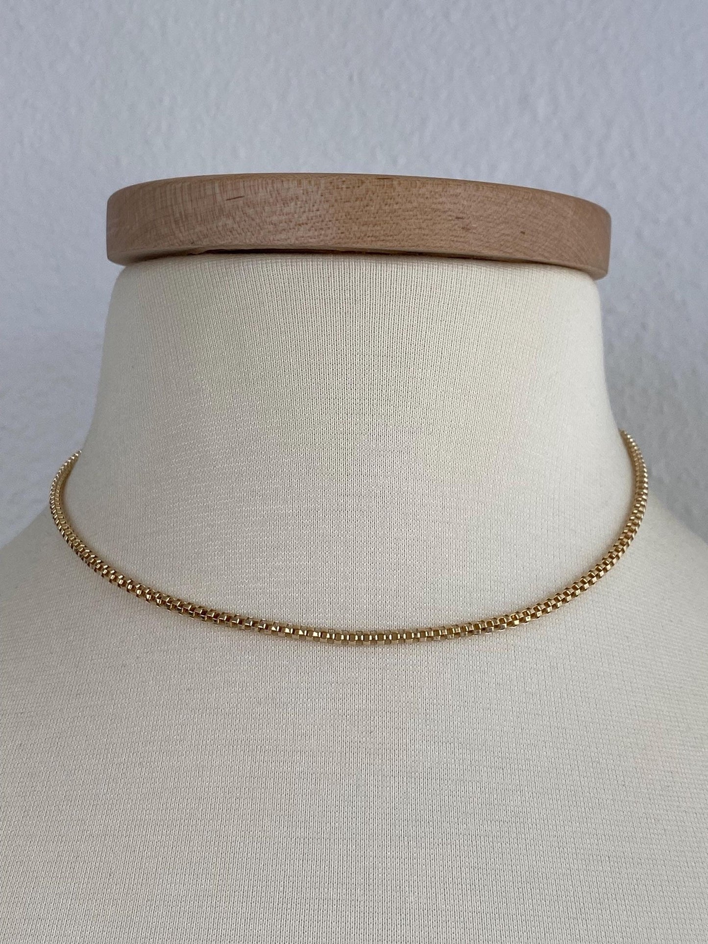 Vintage Solid 14k Yellow Gold Open Work Woven Rounded Chain Necklace - 16 inches