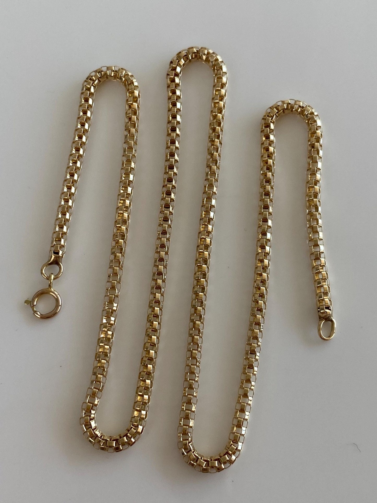 Vintage Solid 14k Yellow Gold Open Work Woven Rounded Chain Necklace - 16 inches