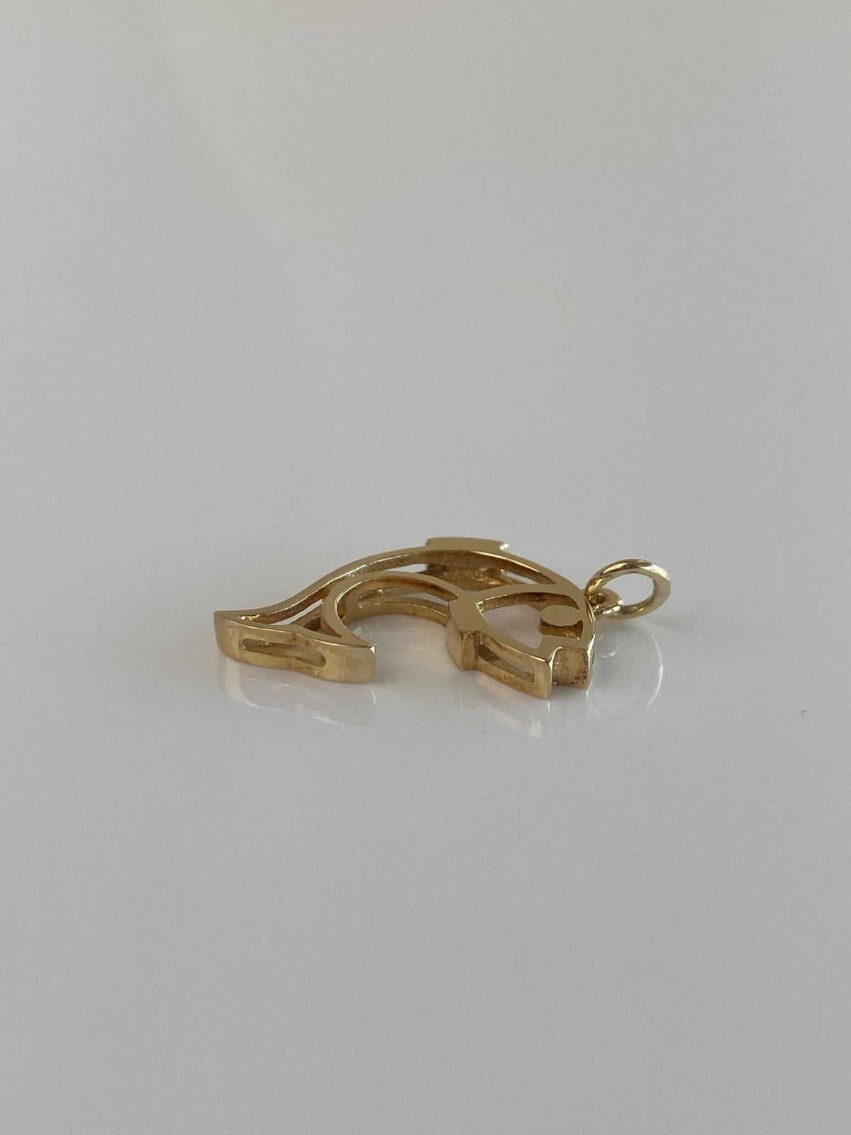 Vintage Solid 14k Yellow Gold Open Work Fish Charm