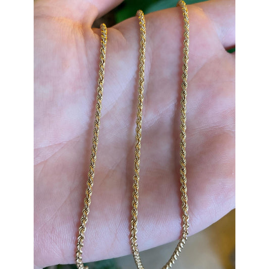 Vintage Solid 14k Yellow Gold Rope Chain Necklace - 25.25 inches