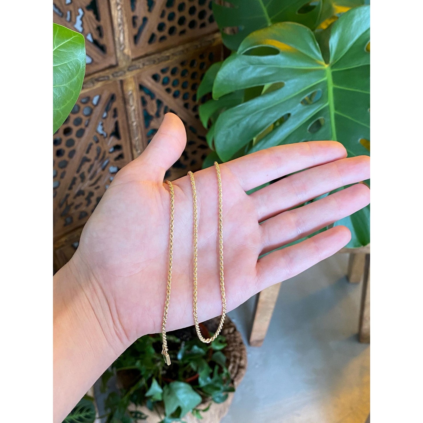 Vintage Solid 14k Yellow Gold Rope Chain Necklace - 25.25 inches