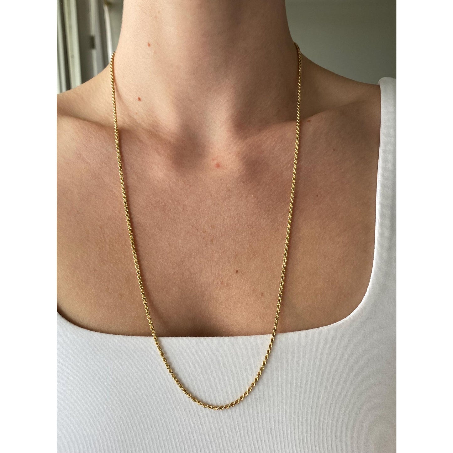 Vintage Solid 14k Yellow Gold Rope Chain Necklace - 25.25 inches