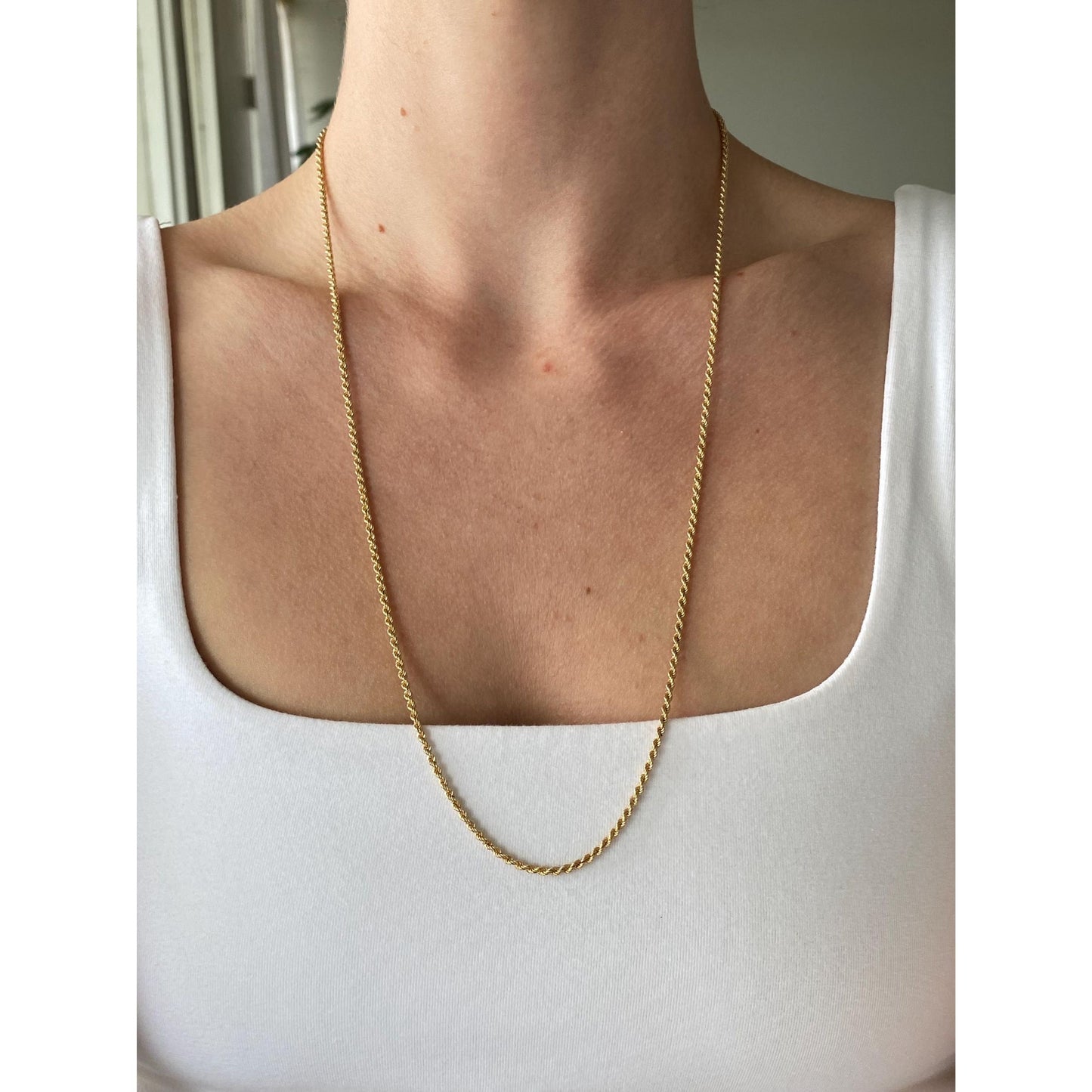 Vintage Solid 14k Yellow Gold Rope Chain Necklace - 25.25 inches