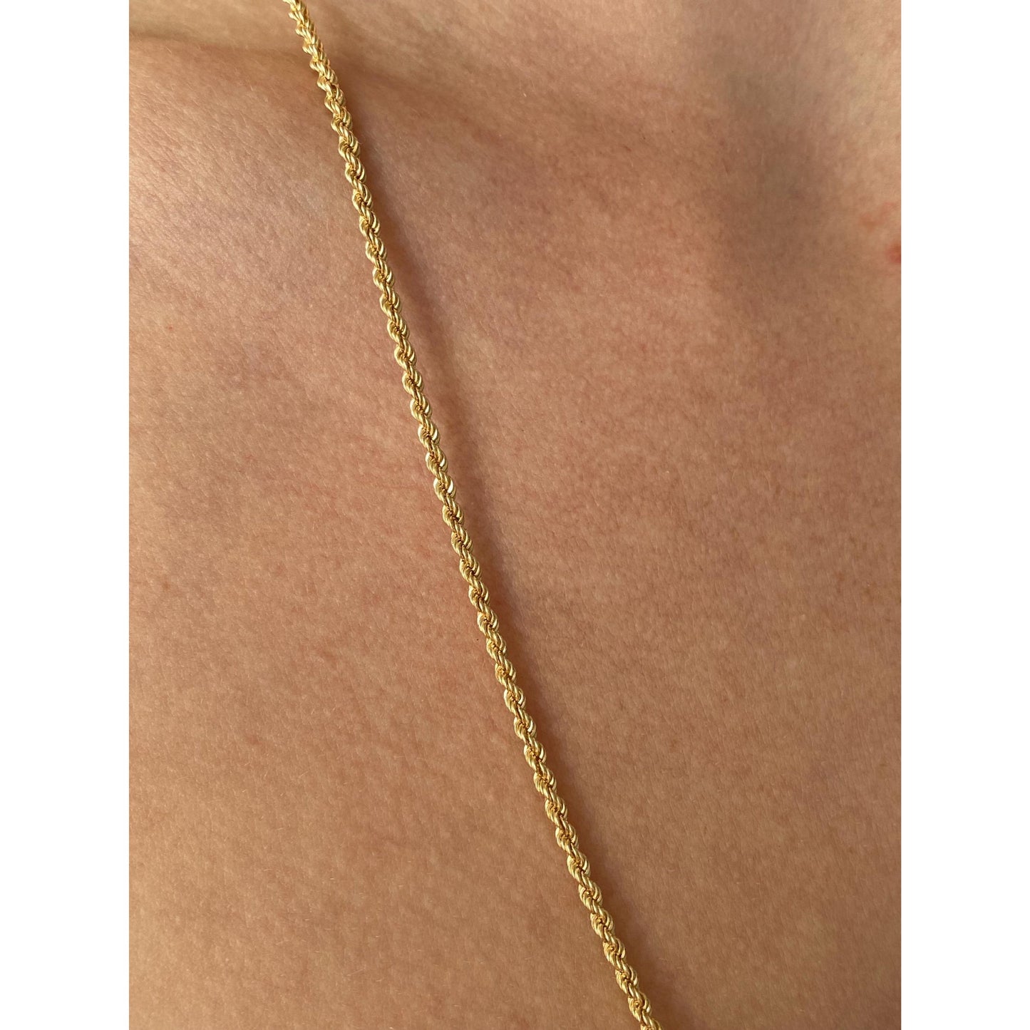 Vintage Solid 14k Yellow Gold Rope Chain Necklace - 25.25 inches