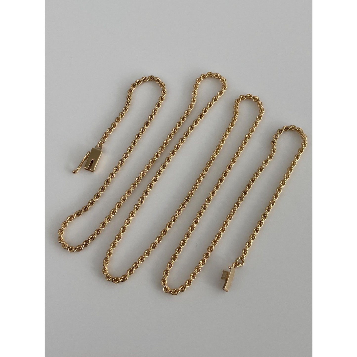 Vintage Solid 14k Yellow Gold Rope Chain Necklace - 25.25 inches