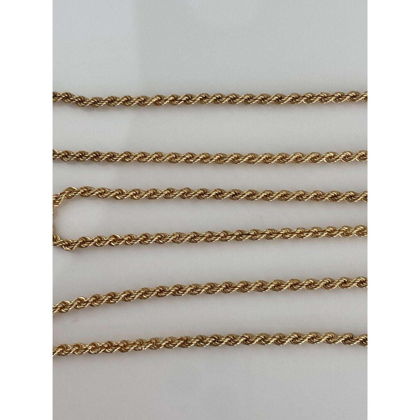 Vintage Solid 14k Yellow Gold Rope Chain Necklace - 25.25 inches