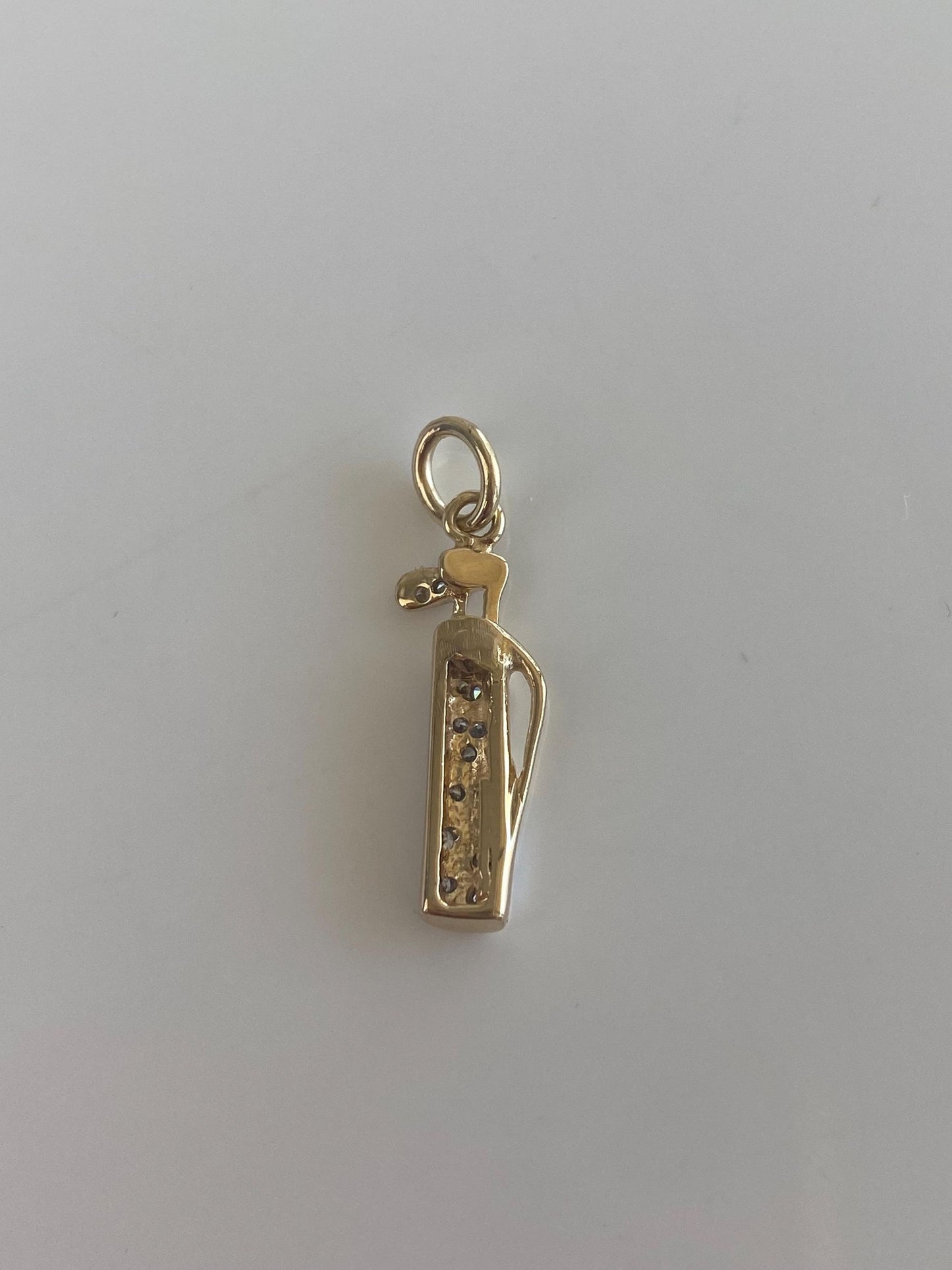Vintage Solid 14k White & Yellow Gold Diamonds Golf Bag Charm