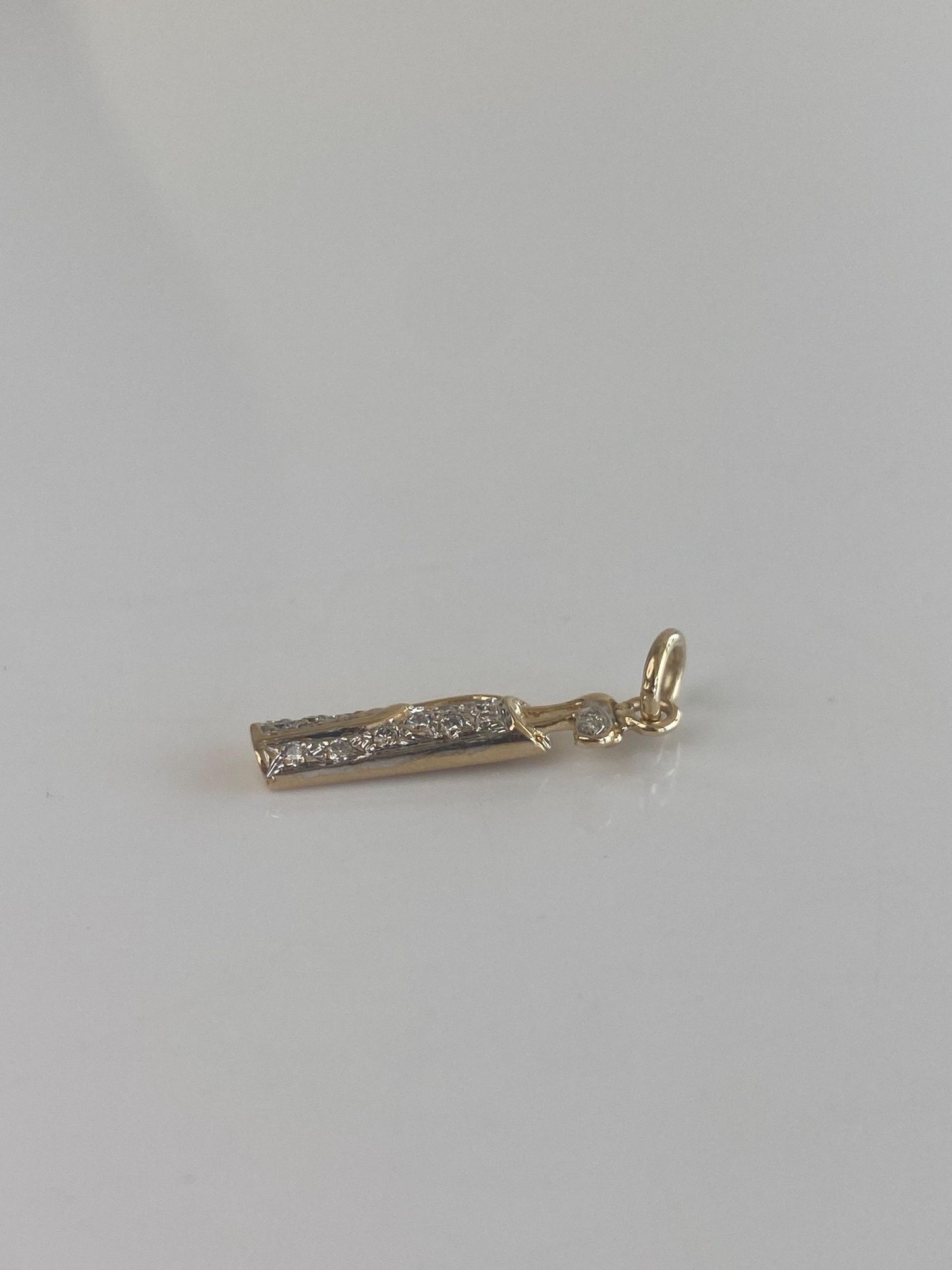 Vintage Solid 14k White & Yellow Gold Diamonds Golf Bag Charm