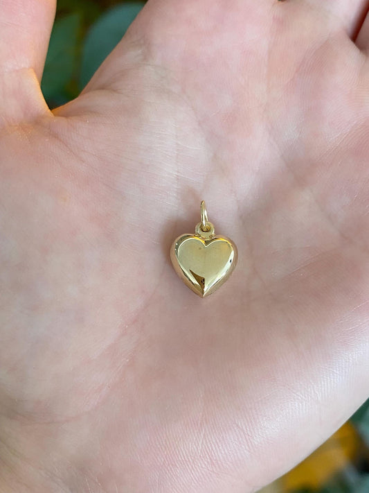 Vintage 14k Yellow Gold Puffy Heart Charm