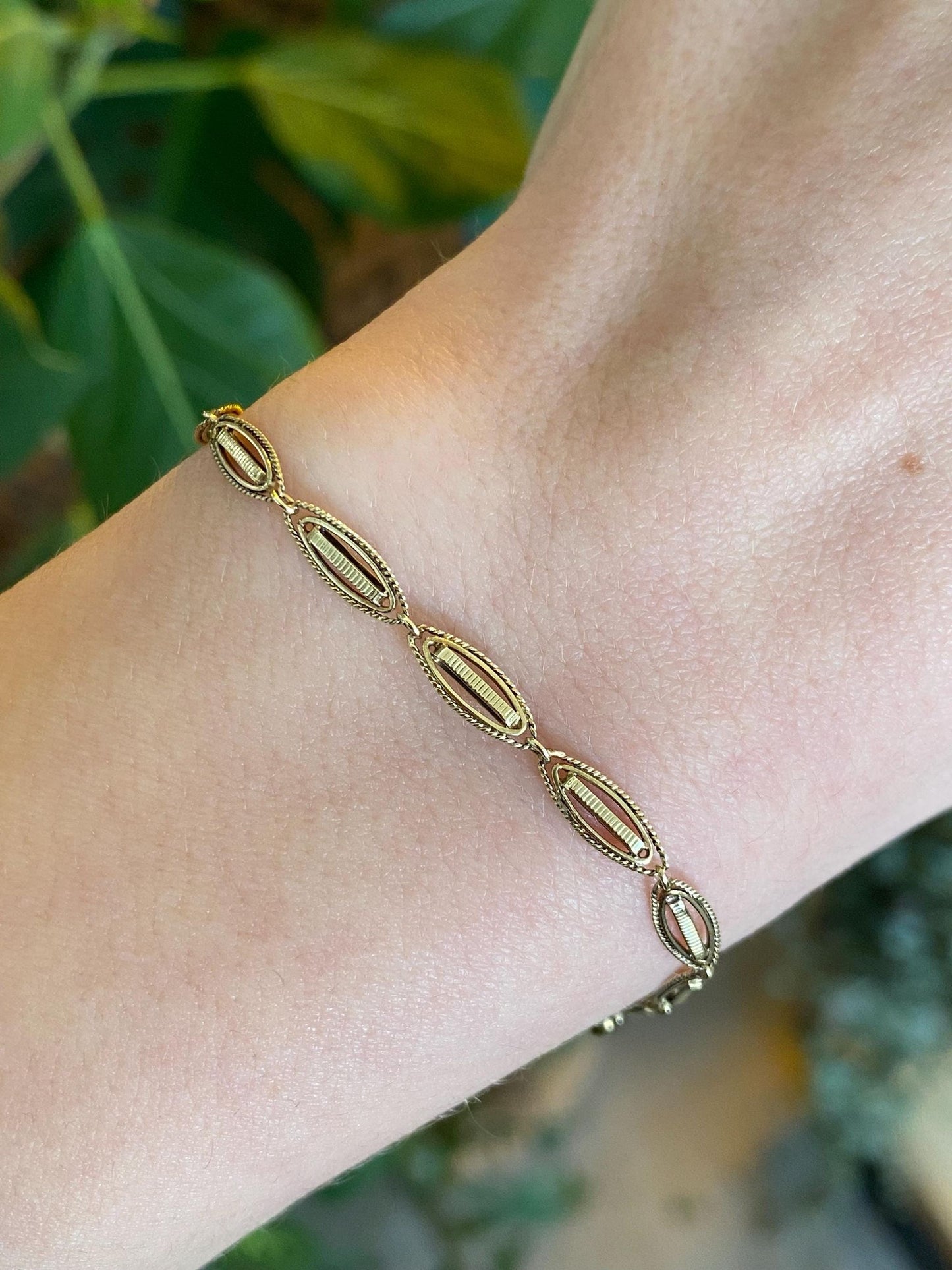 Vintage Solid 14k Yellow Gold Fancy Link Bracelet - 6.75 inches