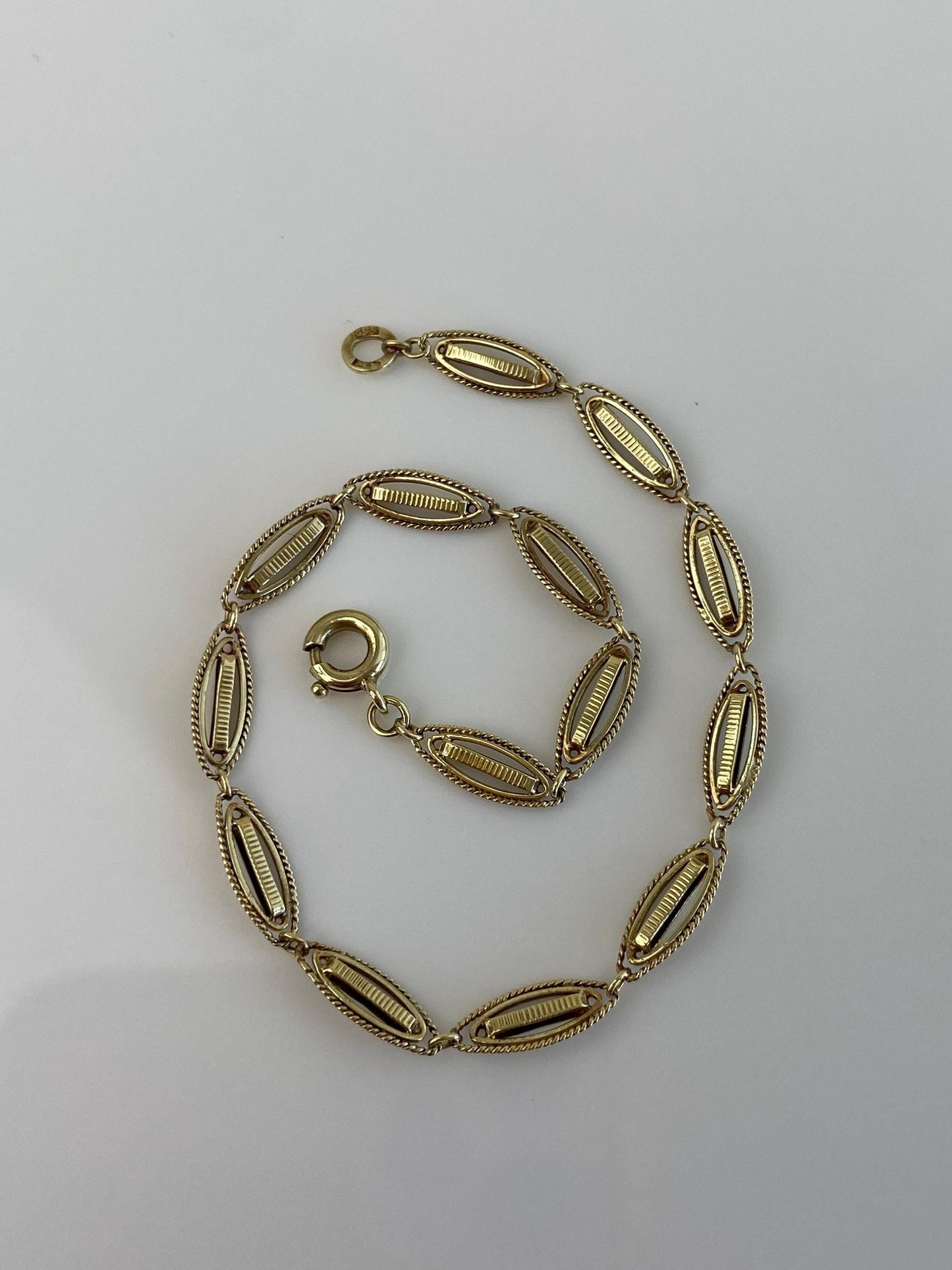 Vintage Solid 14k Yellow Gold Fancy Link Bracelet - 6.75 inches