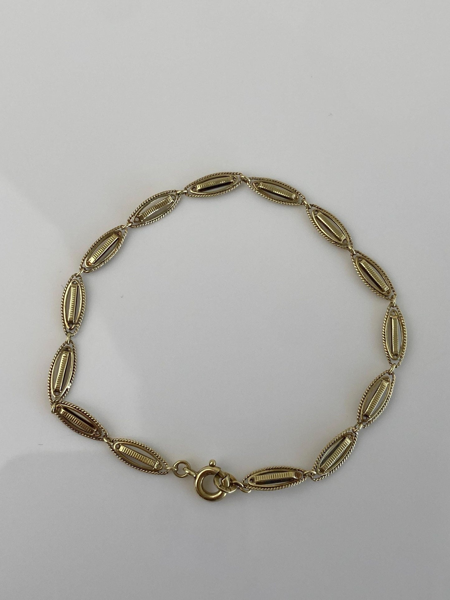 Vintage Solid 14k Yellow Gold Fancy Link Bracelet - 6.75 inches