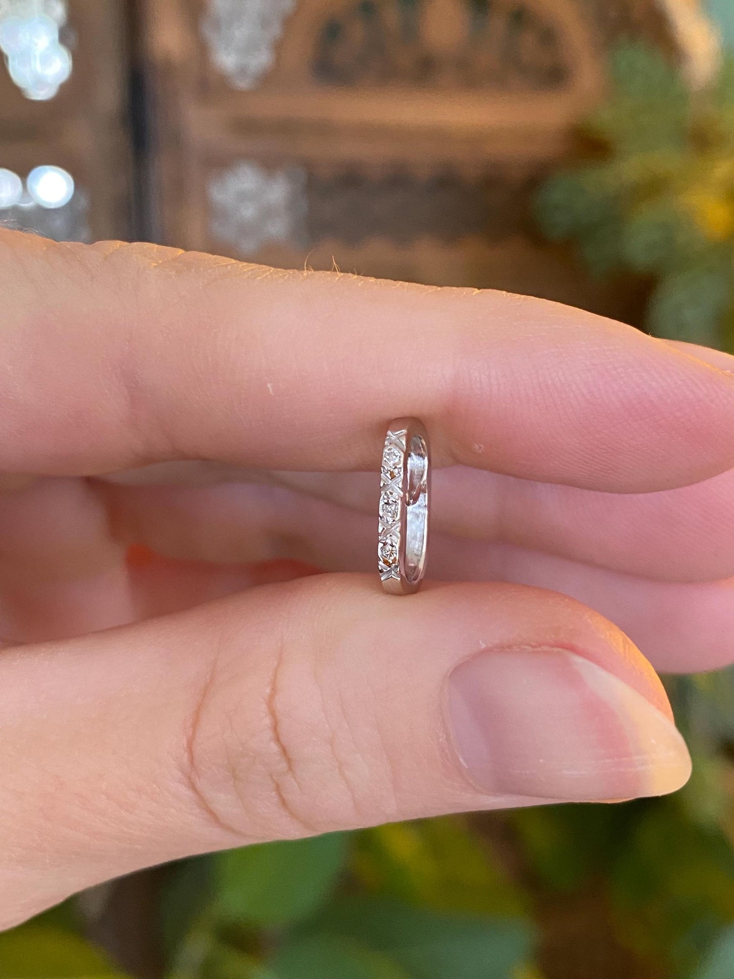 Vintage Solid 14k White Gold Little Diamond Charm