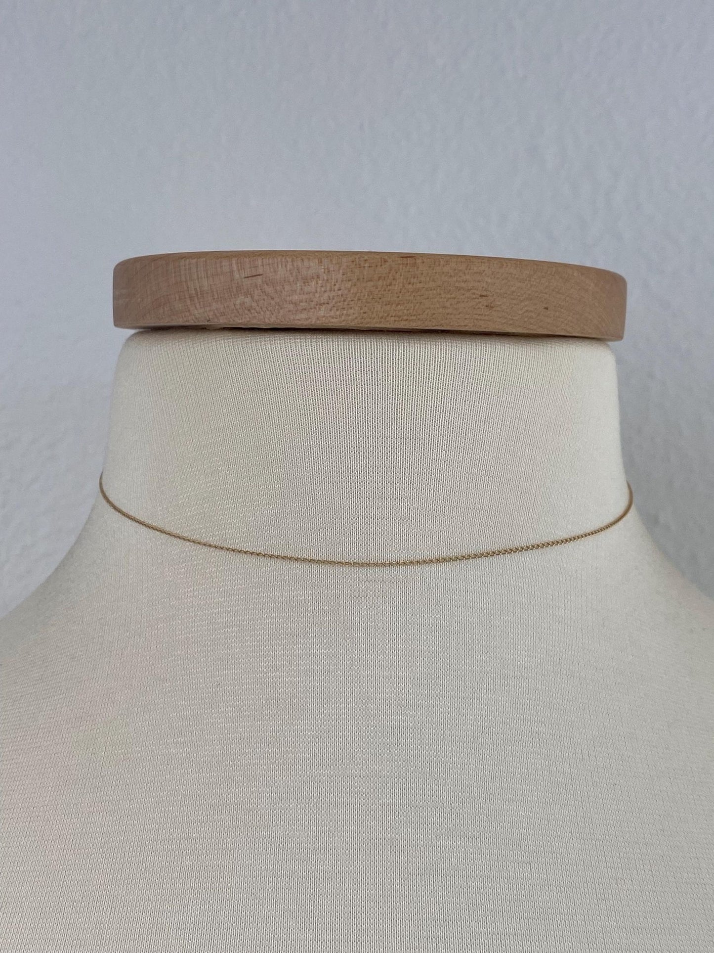 Vintage Solid 14k Yellow Gold Dainty Elongated Curb Chain Necklace - 14.25 inches