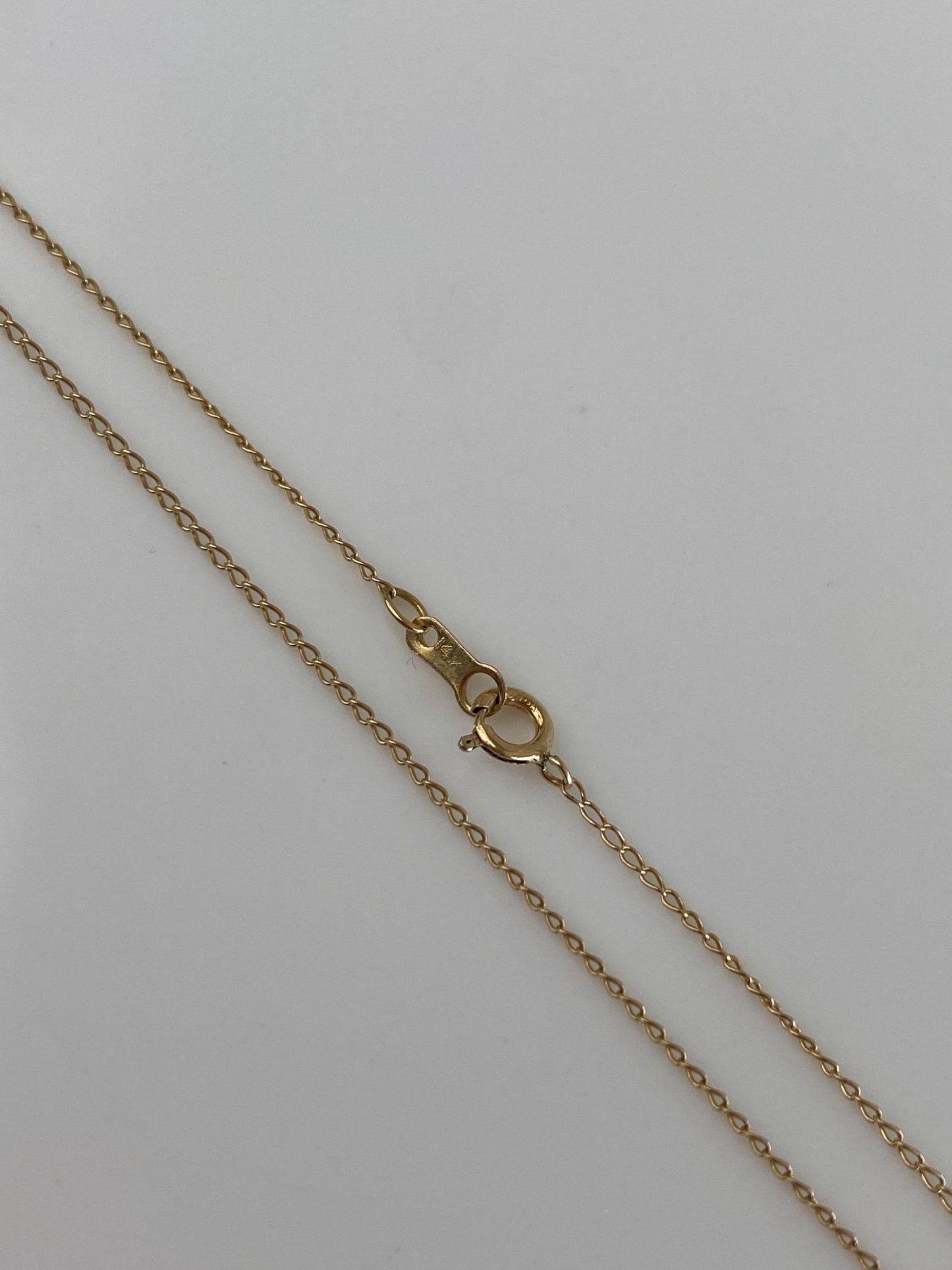 Vintage Solid 14k Yellow Gold Dainty Elongated Curb Chain Necklace - 14.25 inches