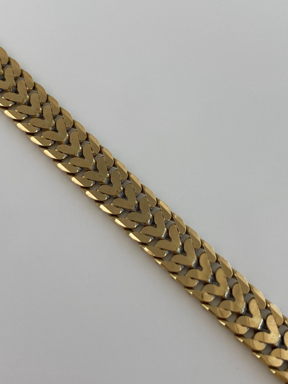 Vintage Solid 14k Yellow Gold Flat Textured Open Work Chain Bracelet - 7 inches