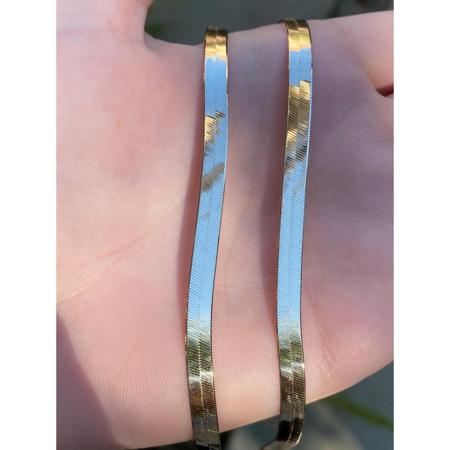 Vintage Solid 14k Yellow Gold Herringbone Chain Necklace - 20 inches